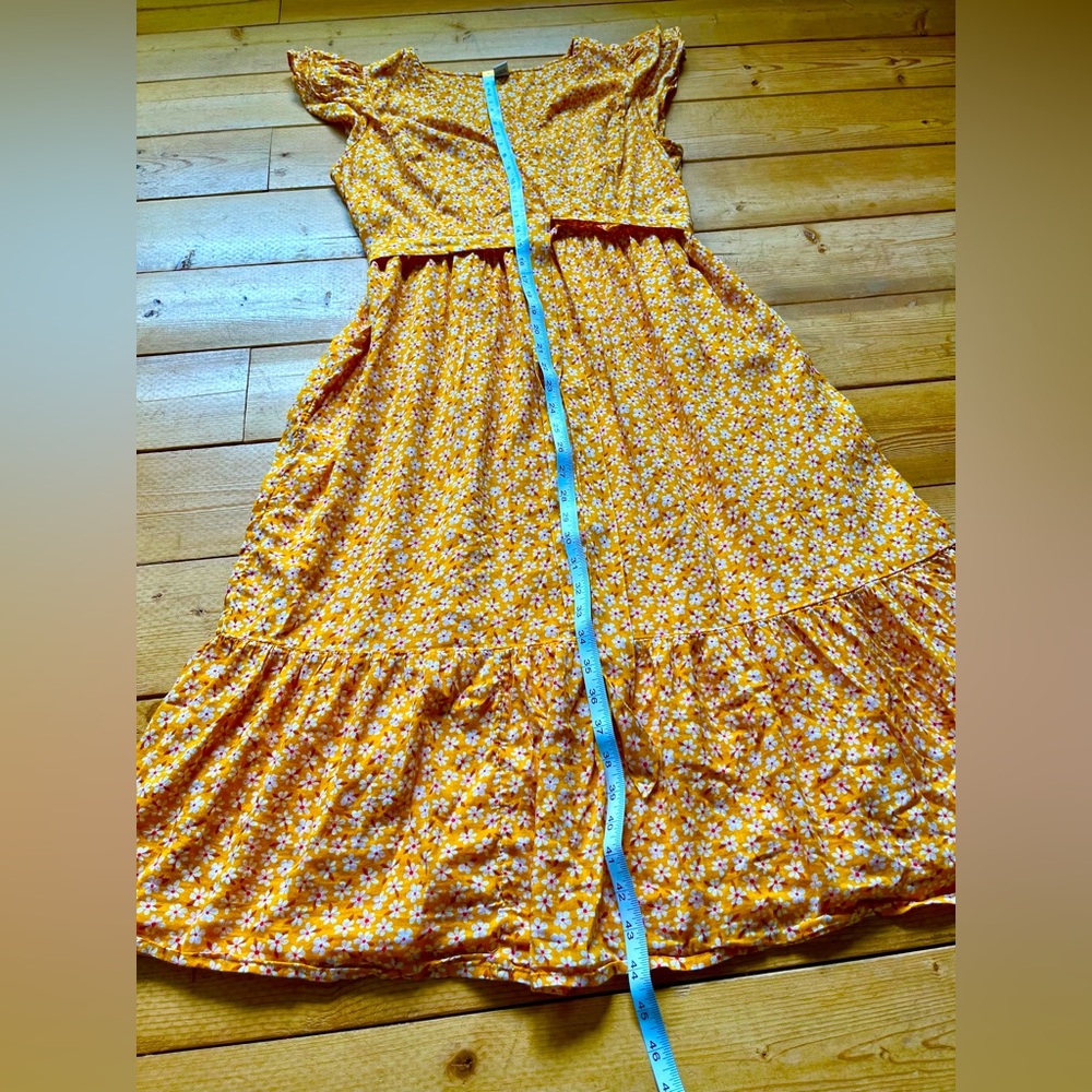 Old Navy Waist-Defined Wrap-Front Midi Yellow Floral - Picture 8 of 10